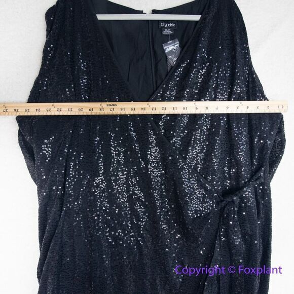 New! City Chic Nadia Dress sequin‎ long sleeve black, plus size 24 - Picture 9 of 15